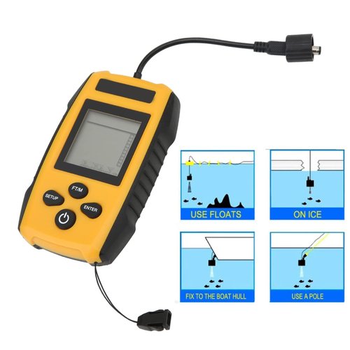 Fish Finder Detector LCD Display Water Depth Fish Position Detection for Kayak Fishing with 45 Degree Sensor Beam Angle