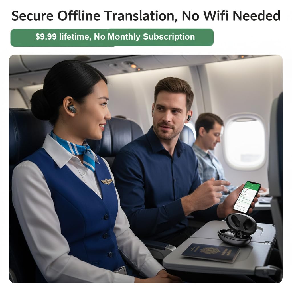 NVAHVA Bluetooth Earbuds with Mic for Meeting Recorder Travel Translation