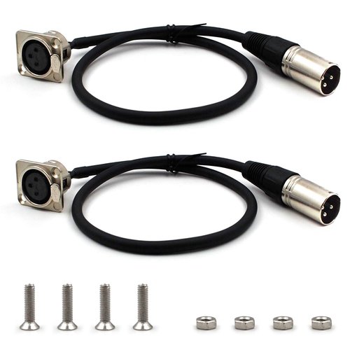 Zhupoub (2-Pack) 3 Pin Female Wall Plate to XLR Male Connector, Premium Stage Box, XLR Patch Panel, Panel Mount, Floor Box, Pass Through Connector