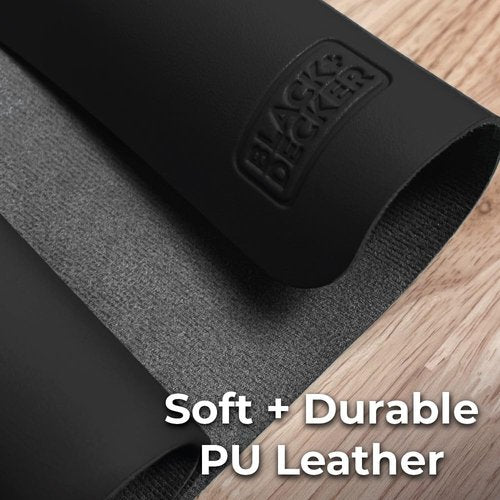 BLACK+DECKER Water-Resistant Nightstand Mat, 7.5" x 11" – Protects Nightstands from Liquids & Dirt, Travel-Ready, Stylish PU Leather Protector, Night Stand Covers, End Side Table Pad, Coffee Table Top