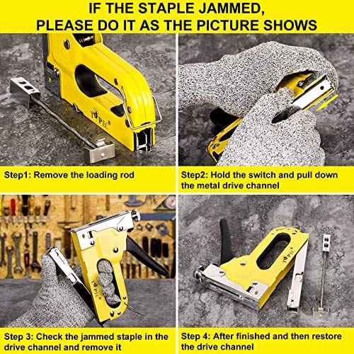 Upholstery Staple Gun, TOPEC 3 in 1 Heavy Duty Staple Guns/Home Use with 900 Staples - Manual Brad Nailer Power for Fixing, Material, Decoration, Carpentry, Furniture, Wood, DIY