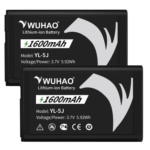 2-Pack for Yealink W56h Battery Upgraded 1500mAh YL-5J Battery for Yealink W56h W59R W76P W56h/p W60P W77P W79P One Talk IP DECT Replacement 3.7V