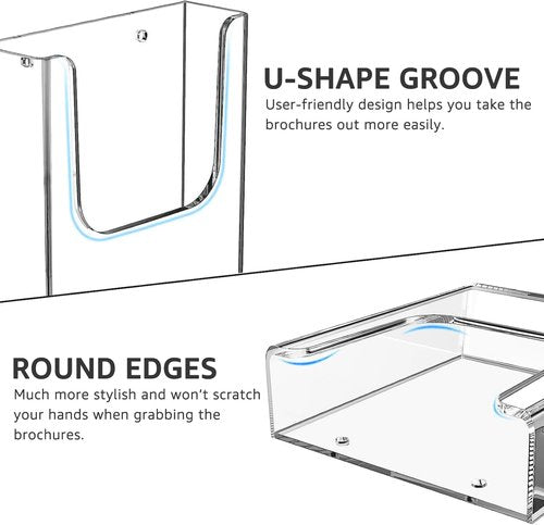 MaxGear Wall Mount Brochure Holder - 8.5x11 Clear Acrylic Pamphlet Organizer | 3 Pack for Office & Events