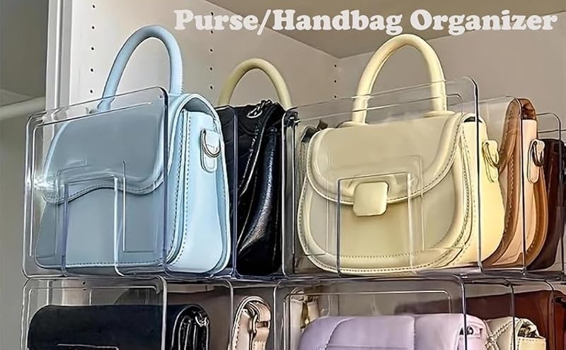 Yuixoseu 4 Pack Clear Acrylic Purse & Small Bag Organizer for Closet & Desk