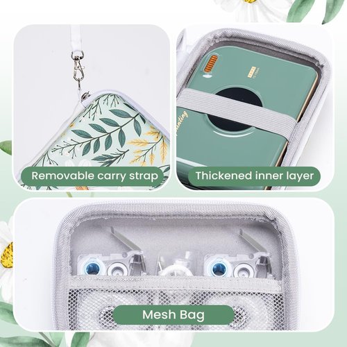 Phomemo A30 Label Maker Case - Travel Storage Bag Fits for A30 Printer & 3 Tapes, Easily Stores Printer, Tape & USB Line，Box Only - Flower Design