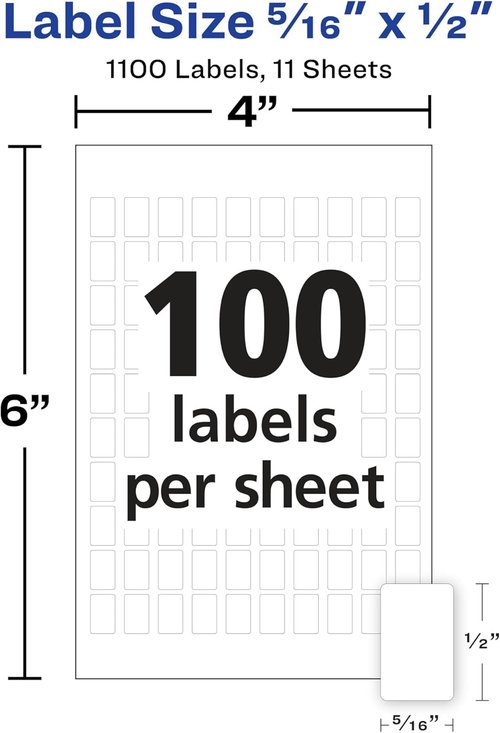 Avery Multi-Use Removable Labels - 5/16" x 1/2" White | 1,100 Blank Non-Printable Labels