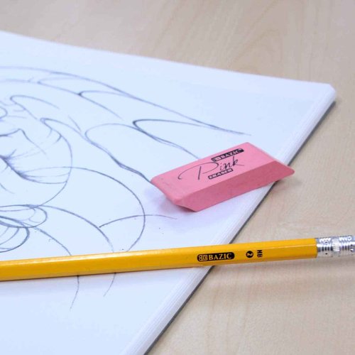 BAZIC Products Pink Eraser, Latex Free Bevel Erasers, Large Size Block Erasers for Art Drawing School Office Kids Teachers (4/Pack), 72-Packs