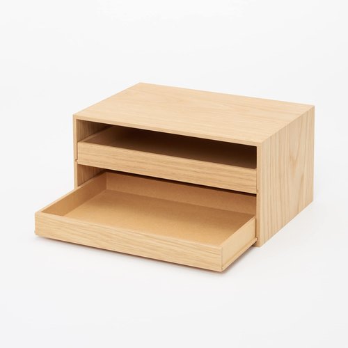 Muji 44310229 Wooden Tray Storage, 2 Drawers, Approx. Width 9.8 x Depth 6.7 x Height 4.9 inches (25.2 x 17 x 12.6 cm)