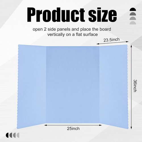 Paterr Trifold Presentation Board - Foldable 3 Panel Design with Storage Bag | Blue, 72 x 36 Inch