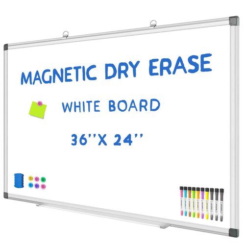 Grtard Large White Board Dry Erase, 36" x 24" Magnetic Dry Erase Boards, Hanging Magnetic Whiteboard with Marker and Magnets, Dry Erase Board for Wall, White Boards Dry Erase for School, Office, Home