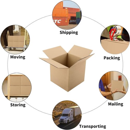 Mat Board Center | 25-Pack 7x7x7 Inches Corrugated Cardboard Shipping Boxes for Moving & Mailing