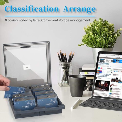 Catekro Business Card Holder Business Card Index Business Card Files Box Storage Box Magnetic Card Classification A-Z Index Four Compartment (1000 cards)