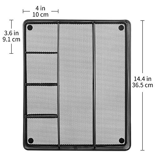 Amazon Basics Metal Mesh Desk Organizer with 6 Compartments, Anti-Slip, Black