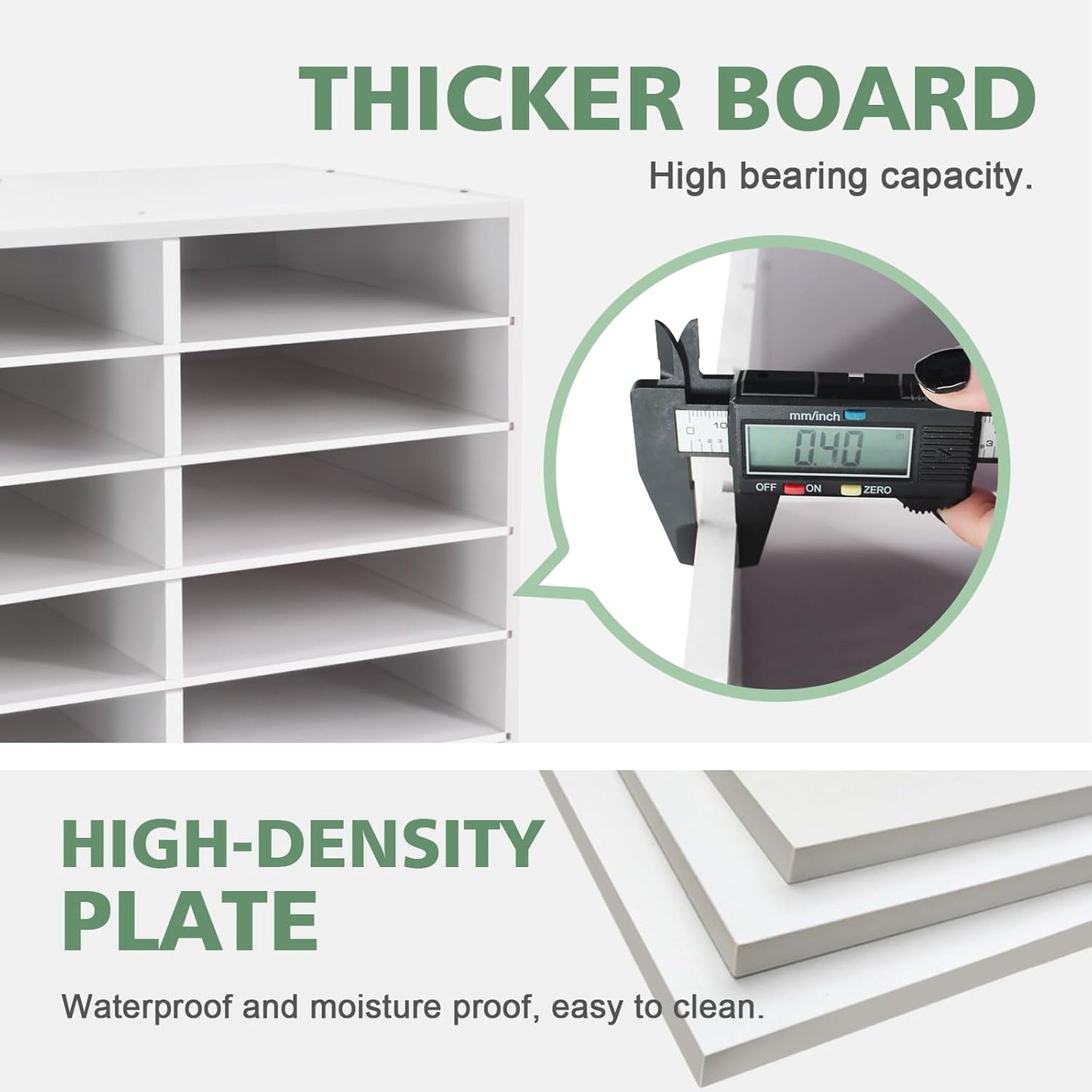 SONGWAY Desk Paper Storage Organizer - 24-Compartment Literature Organizer with Adjustable Shelves | White