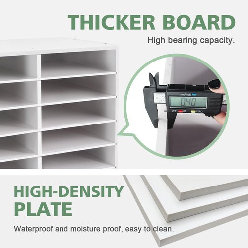 SONGWAY Desk Paper Storage Organizer - Literature Organizer, 24 Compartments Classroom Mailbox with Adjustable Shelves, Desktop File Sorter, Paper and Mail Organizer for Home Office School, White