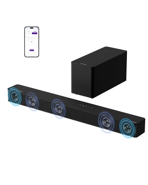 ULTIMEA 5.1CH Surround Sound Bar with Subwoofer, Dolby Atmos, VoiceMX, BassMX, APP, 300W Soundbar for Smart TV, Home Theater Surround Sound System for TV, BT 5.4, Poseidon M60 (2025 Model)