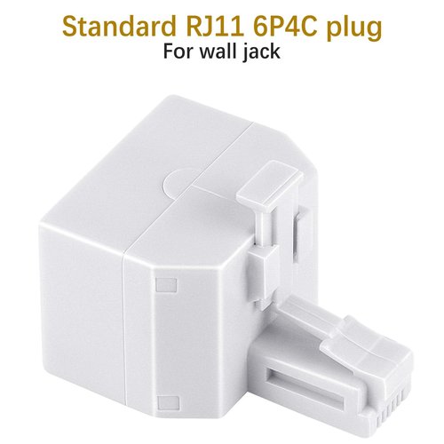 Uvital RJ11 Duplex Wall Jack Adapter Dual Phone Line Splitter Wall Jack Plug 1 to 2 Modular Converter Adapter for Office Home Fax Model Cordless Phone System, White(2 Pack)