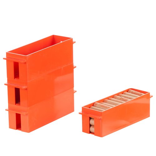 BankSupplies Quarter Large Capacity Coin Storage Box - Orange - 300 Dollar Capacity - Coin Organizer - High Capacity Coin Box - Stackable Rolled Quarter Holder