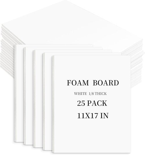Golden State Art White Foam Boards - 25 Pack 11x17" Acid-Free Foam Core for Projects & Displays