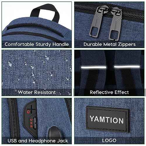 YAMTION School Backpack for Men and Teens 15.6 inch Laptop Bookbag Backpack with USB for College Students Office Work Business