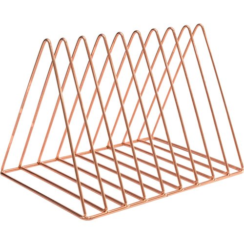 Sooyee 2 Pack 9 Slot Rose Gold Magazine Holder,Desktop File Sorter Organizer Triangle Bookshelf Decor Home Office