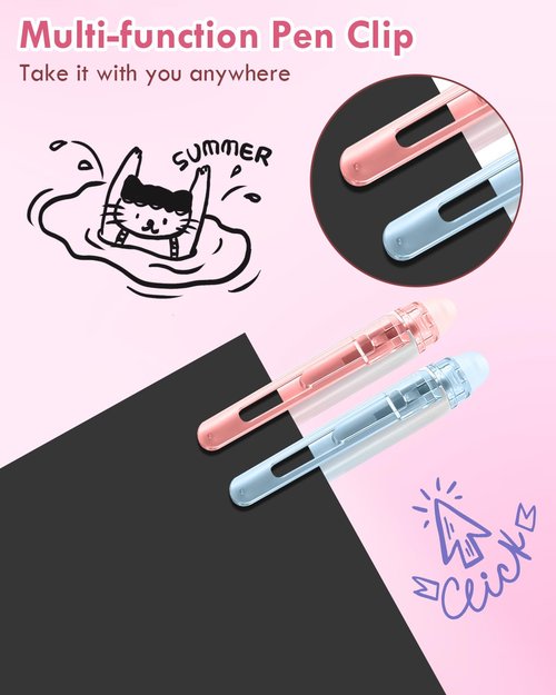 8PCS Erasable Pens, Fine Point 0.5mm Black and Blue Gel Ink Pen, Make Mistakes Disappear, Premium Comfort Grip for Drawing, Writing, Planning, and Crossword Puzzles (Black Blue Ink)