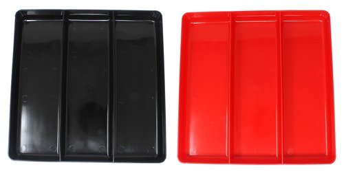 JSP Manufacturing Black & Red Stackable Lightweight 3 Compartment Organizer Tray Kit (1)