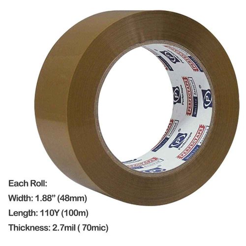 PERFECTAPE Heavy Duty Brown Packing Tape 12 Rolls, Total 1200M, 2.7 mil, 1.88 inch x 100 Meters, Ultra Strong, Refill for Packaging and Shipping