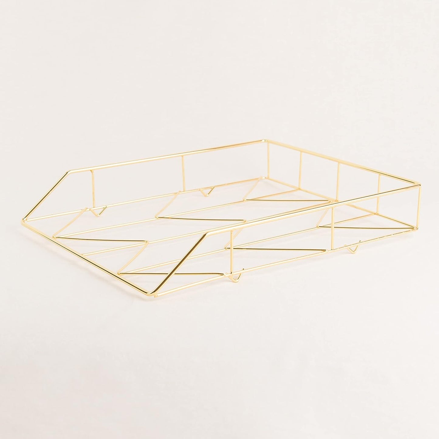 U Brands Desktop Letter Tray - Stylish Wire Metal Design in Elegant Gold Finish