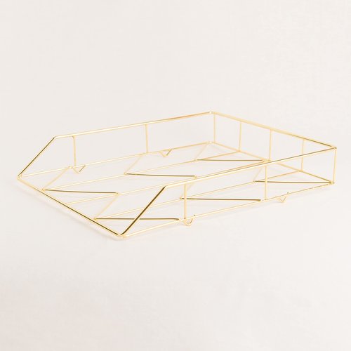 U Brands Desktop Letter Tray, Wire Metal, Gold