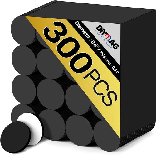 DIYMAG Magnetic Dots - 300Pcs Adhesive Backing Round Stickers for Crafts | 0.8 x 0.04 Inch