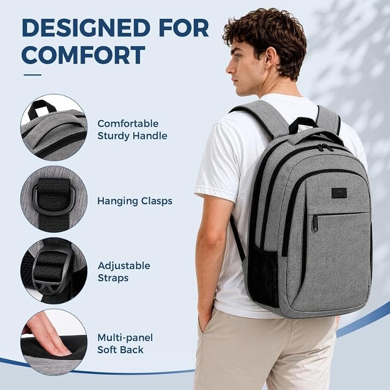 MATEIN Grey 15.6 Inch Travel Laptop Backpack with Organized Compartments
