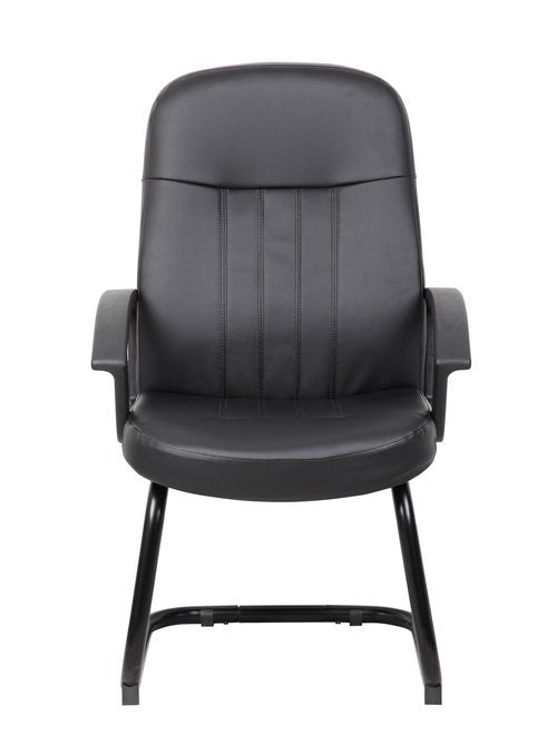 Boss Office Products Executive Leather Budged Guest Chair in Black