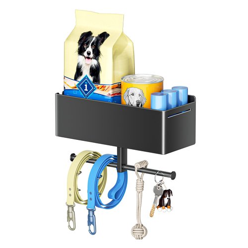 Dog Leash Holder for Wall, Dog Leash Hooks, Leashes Hangers for Pet Stuff Organizer, Dogs Leashes Shelf Organizer, Key Holder Wall Mount, Dog Accessory Storage Rack for Pet Collar, Poop Bag, Toy, Mail