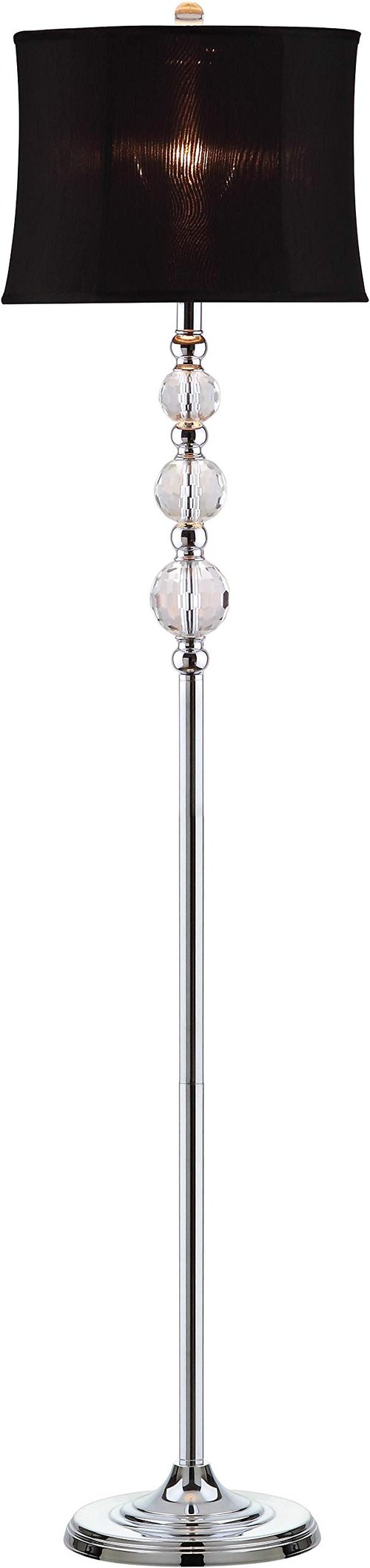 SAFAVIEH Lighting Collection Venezia Clear Crystal/ Black Shade 61-inch Living Room Bedroom Home Office Standing Floor Lamp (LED Bulb Included)