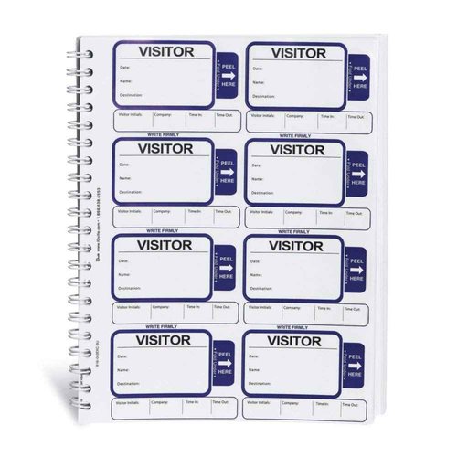 Visitor Log Book, Spiral-Bound Self Expiring Visitor Badges, Guest Register Book, Carbon Copy - 200 Badges