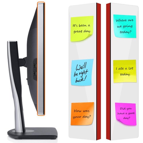 FaitAtten 2-Pack Frameless Monitor Sticky Note Boards - Screen Memo Board for Edgeless Monitors, Decorative Computer Transparent Side Panels, Home Office Computer Memo Holder