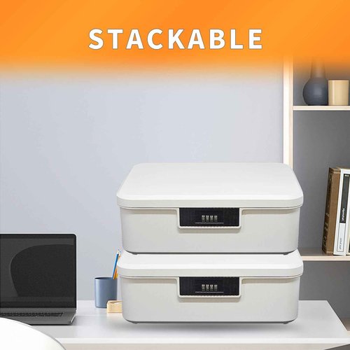 Saim Combination Lockable Storage Box, 4.2 Gallon Heavy-Duty Plastic Storage Container Bin for Office, Home, Dorm Organizer for Documents, Valuables & Supplies, Item Organizer 16 Liter (White)