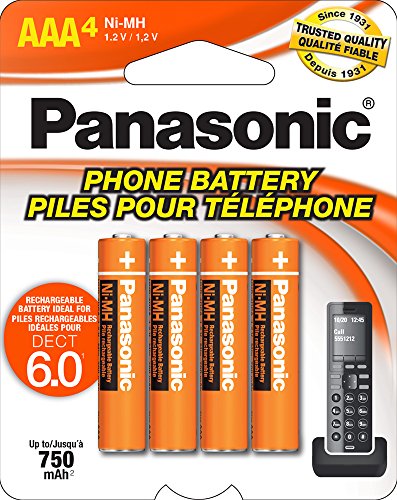 Panasonic AAA NiMH Rechargeable Batteries 4 Pack for Cordless Phones
