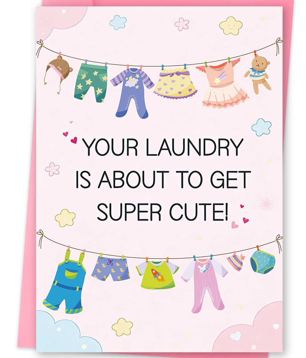 FANCYLUCKY Cute Baby Shower Card for Girl, New Baby Girl Card Gifts for Expecting Mom Parents, Printed Message Inside with Envelope