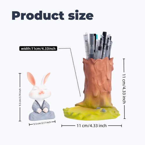 LETAPCLAWTTT Hand-Painted Resin Rabbit Pen Holder, Pencil Holder, Creative Desktop Pen Organizer Pencil Cups, Unique Desk Accessories Decor for Home Office School