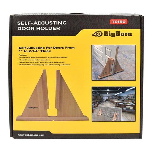 Big Horn 70150 Self-Adjusting Door Holder, All Wood - for Doors as Thin as 1 Inch Or as Thick as 2-1/4 Inch