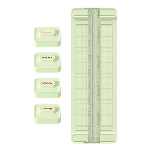 4-in-1 Bidirectional Paper Cutter, Portable Paper Photo Trimme, Paper Cutter for Craft with Straight Line, Dotted Line, Wavy, Crease Blade Head, Multi-Function Scrapbooking Tool for Craft Projects