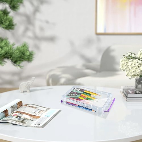Odowalker 6 Pack Large Capacity Pencil Boxes with Buckles Office Supplies Storage Organizer Box Stackable Clear Pen Container Multipurpose Plastic Pencil Box for Gel Pens Erasers Drawing Tools etc