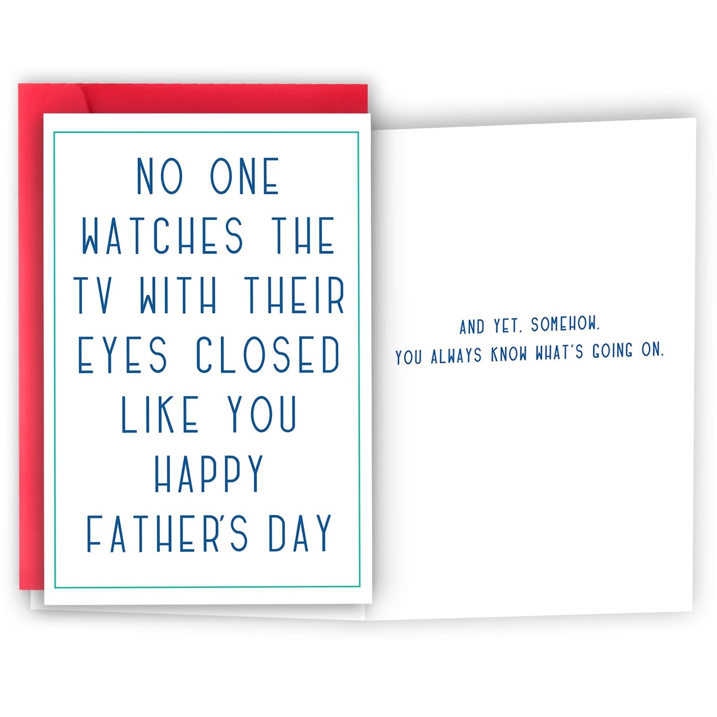 HEJOYN Fathers Day Card Gifts from Daughter Son Wife，Father's Day Card for Dad Grandpa Stepdad Husband，Cute Watches TV with Eyes Closed Cards, TV Joke Father's Day Cards