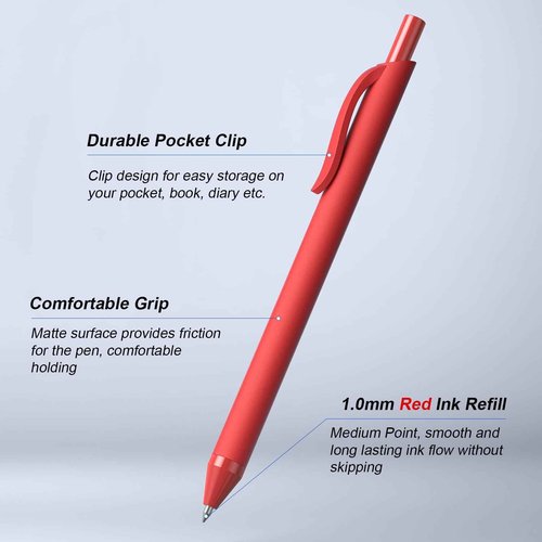 208 Pack Red Pens - Bulk Pens, Medium Point Ballpoint Pens, Smooth Ink, 1.0MM Retractable Click Pen for Waitress, Server, Office Red Ink