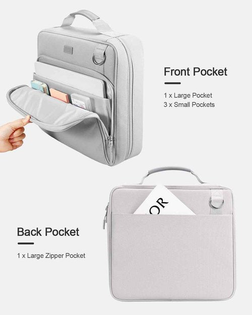 HINOOR 3-Inch 3-Ring Zipper Binder with Shoulder Strap, D-Ring Zip Up Binder with 700 Sheets Capacity, Compatible with 13" MacBook, 12.9" Tablet, for Middle School, College, Office (Gray)
