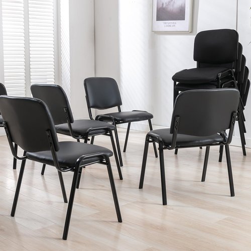 DM Furniture Black Stackable Office Chairs no Arms Set of 20, Mesh Reception Chair Ergonomic Conference Desk Chairs Guest Chair for Meeting/Events/Hall/Training Room