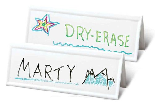 Trainers Warehouse Heavy Duty Premium Standard Size (11" x 4") Reusable Dry- Erase Name Cards | Boxed Set of 12 | Durable, Sturdy Tent Cards are Dual-Sided, Stackable and Simple to Use