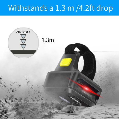 Portable Ring Bluetooth Barcode Scanner Wireless 2.4Ghz &USB Wired 3 in 1 Connection Windows.Mac OS.Android.Portable Wearable Mini Finger Bar Code scanners